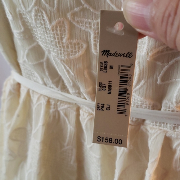 NEW Madewell Ivory Floral Embroidered Wrap Dress - Picture 12 of 16